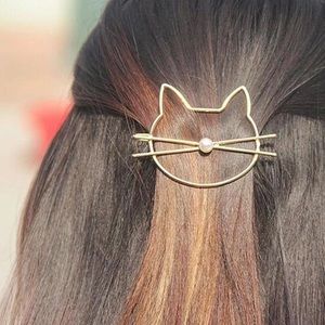 Faux Pearl Cat Hair Barrette